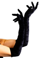 Longs gants de velours de coton noir Gants