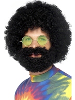 Barbe et perruque Afro groovy Dude Perruque Hippie