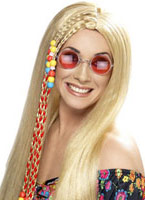 Hippy parti perruque longue Blonde Perruque Hippie